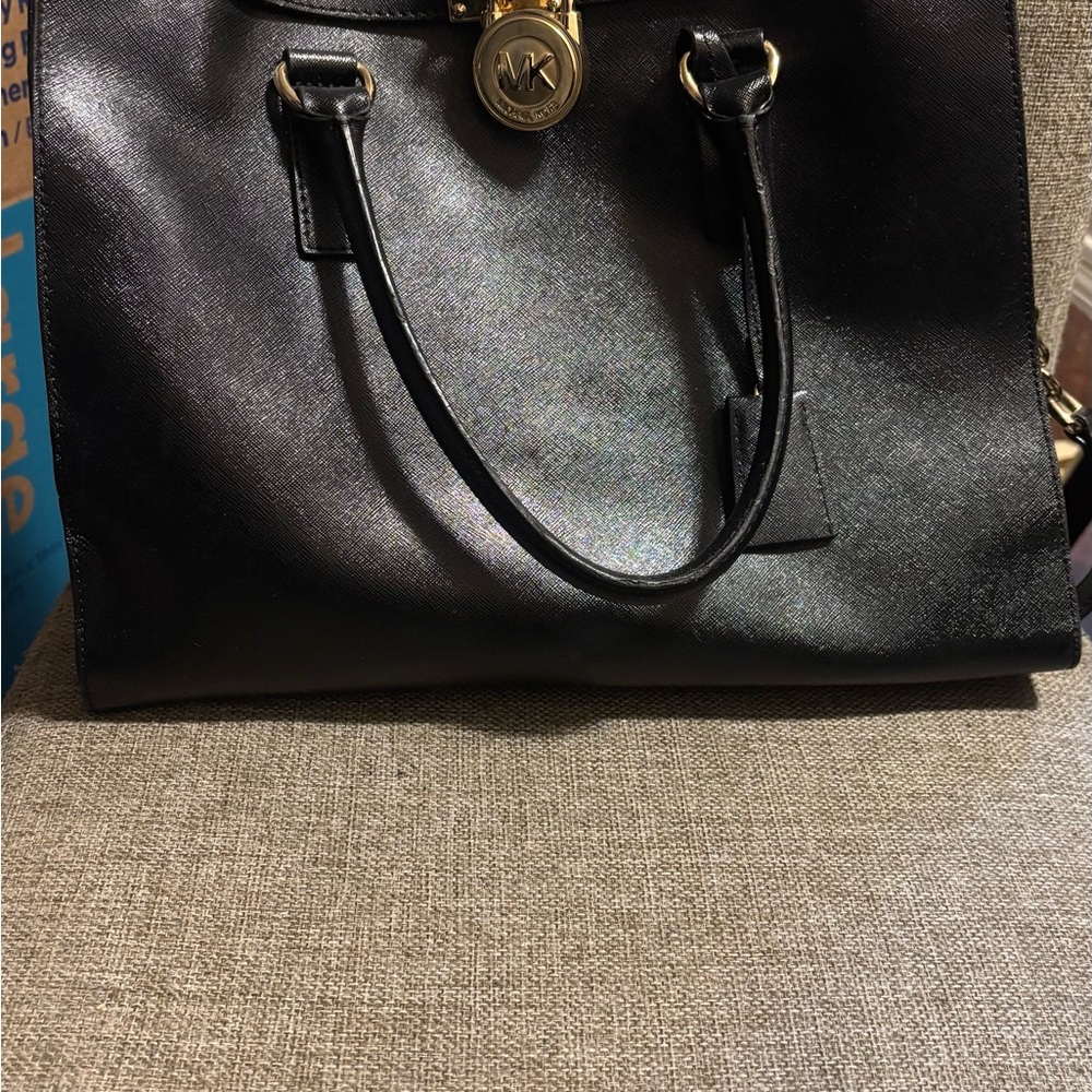 Michael Kors Black Tote with Gold Accents
